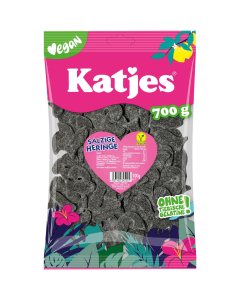 Katjes Salzige Heringe 700g veganske salte lakridsfisk med salmiak