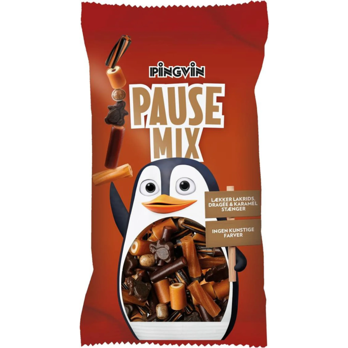 Pingvin Pause Mix Display med lakrids, frugtgummi og chewy slik blanding