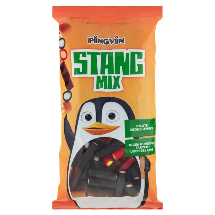 Pingvin Stang Mix Display 900g blanding af frugt- og lakridsstænger